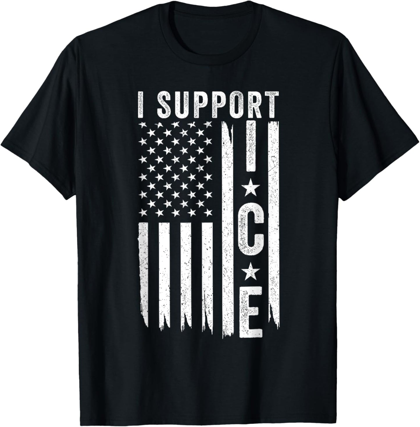 I Support ICE, Immigration Officers American Flag T-Shirt