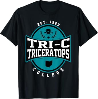 Tri-C Triceratops Cuyahoga Community College Arch Design T-Shirt