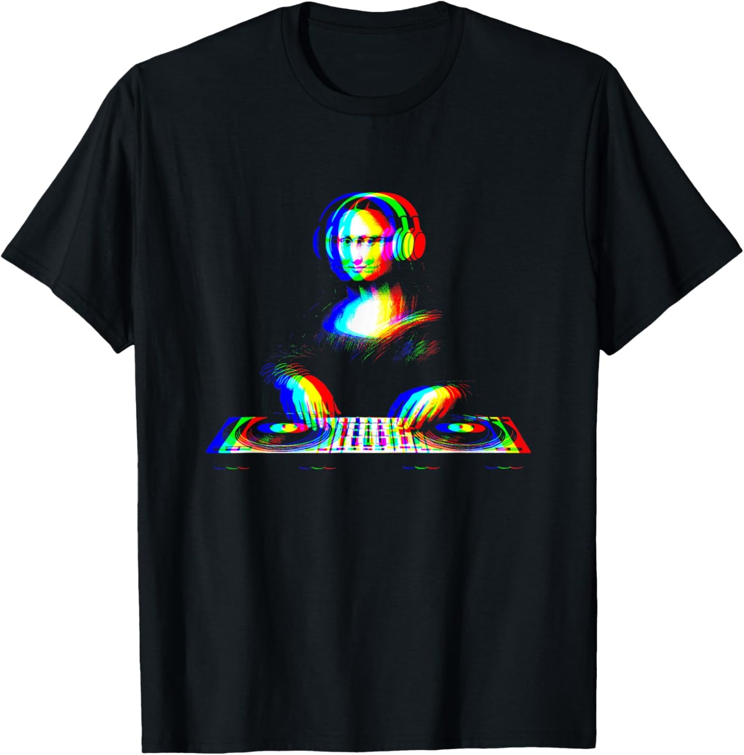 Funny Mona Lisa DJ Vaporwave Techno Rave EDM Music Party T-Shirt