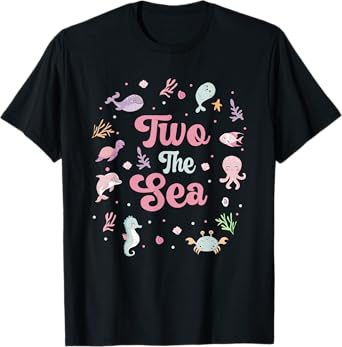 Two The Sea 2nd Birthday Ocean Theme Party 2 Years Old T-Shirt