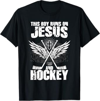 This Boy Runs On Jesus And Hockey T-Shirt