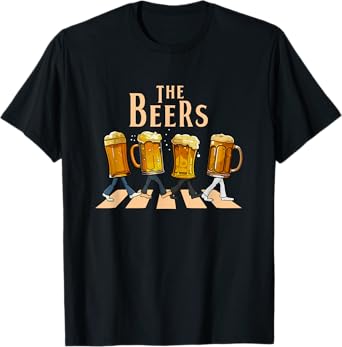 The Beers Abbey Road Parody Funny Beer Lovers Funny Parody T-Shirt