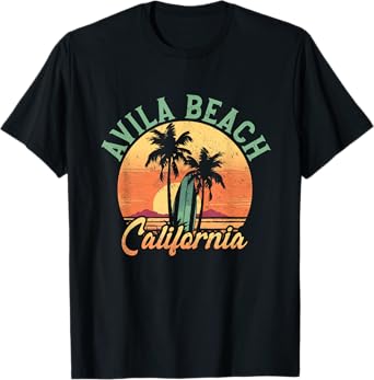 Avila Beach California Retro Surfer Vintage Beach Men Women T-Shirt