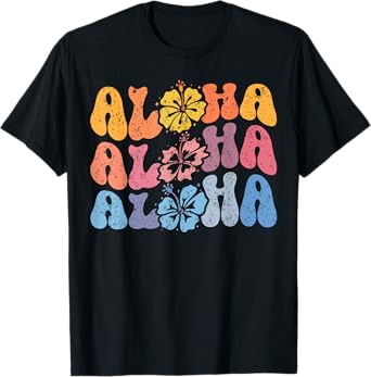 Aloha Hawaiian Summer Vacation Shaka Hibiscus Kids Girls T-Shirt