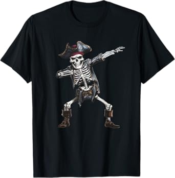 Dabbing Skeleton Pirate Halloween Kids Jolly Roger Pirate T-Shirt