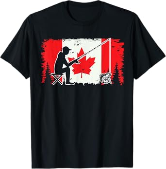 Canada Flag Walleye Fishing Canadian Fisherman Unique Fish T-Shirt