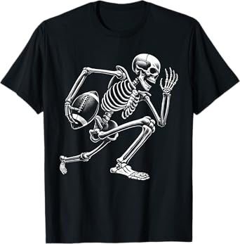 Football Skeleton Playing Football Halloween Skull Lover T-Shirt