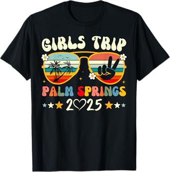 Girls Trip Palm Springs 2025 Summer Vacation Matching Retro T-Shirt