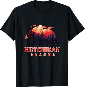 Vintage Mountain Grizzly Bear Ketchikan Alaska Hiking T-Shirt