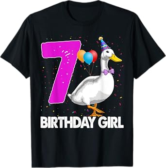Funny Birthday Girl 7 Duck Tee Shirt Women Duck Lovers T-Shirt