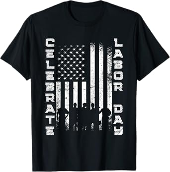 Retro Celebrate Happy Labor Day Labor Day With American Flag T-Shirt
