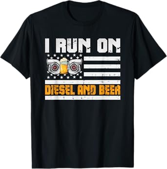 Funny Diesel Motorsport Motorcycle I Run On Diesel and Beer T-Shirt
