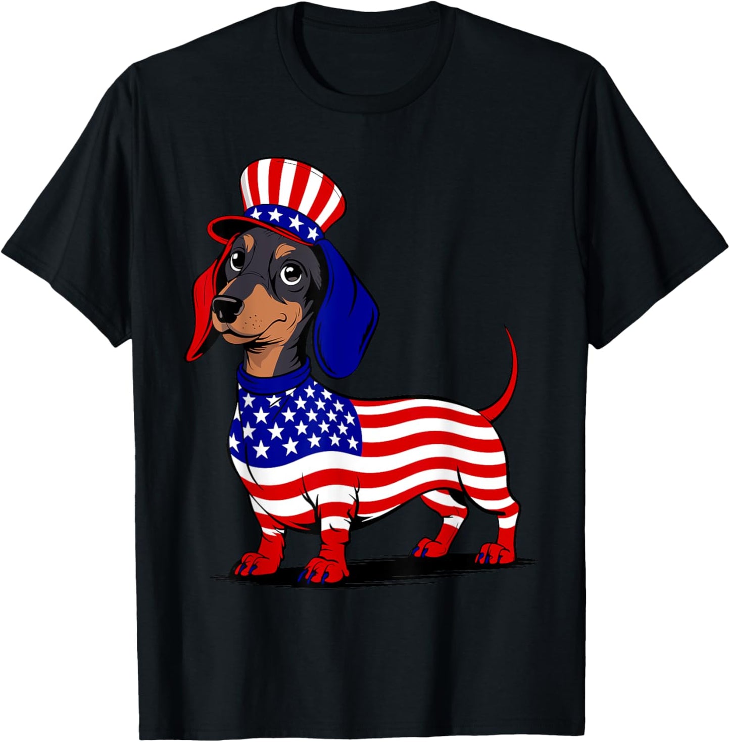 Dachshund Dog 4th Of July American Flag Men Women T-shirt