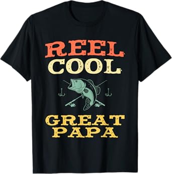 Reel Cool Great Papa Fishing Fisherman Funny Vintage T-Shirt