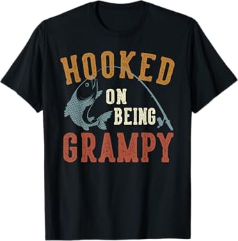 Hooked On Being Grampy Father's Day Fishing Grampy T-Shirt
