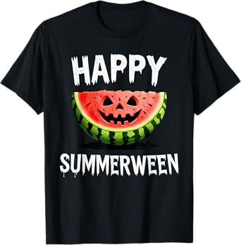 Watermelon Jack O Lantern Summer Halloween Happy Summerween T-Shirt