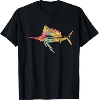 Fishing Gifts Men Women Colorful Style Sailfish Fisherman T-Shirt