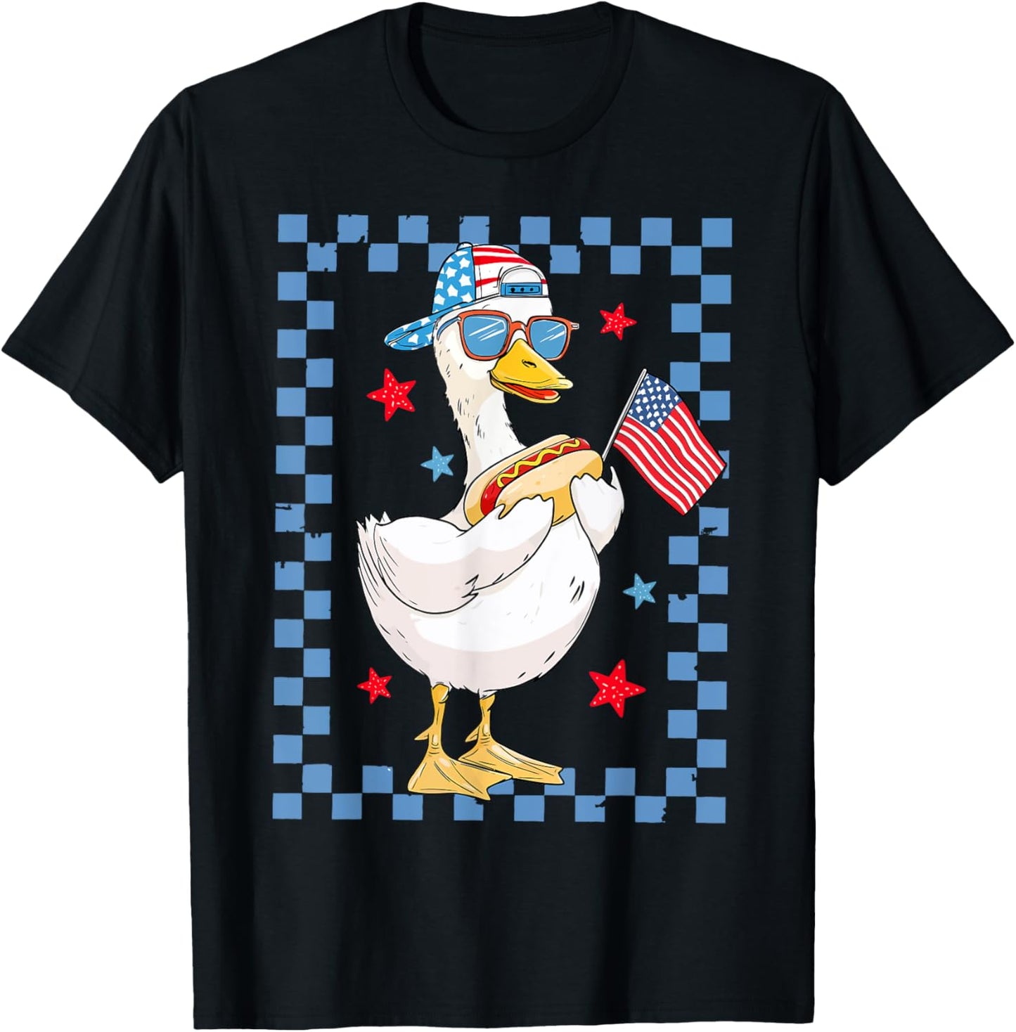 Funny Goose Hot Dog American Flag Patriotic 4th Of July T-Shirt