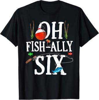 O-fish-ally Six Birthday Decorations 6th Birthday Boy T-Shirt
