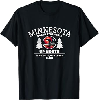 Minnesota - North Star State - Up North with Loon T-Shirt