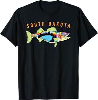 South Dakota Walleye Fishing Walleye Fish Fisherman Design T-Shirt