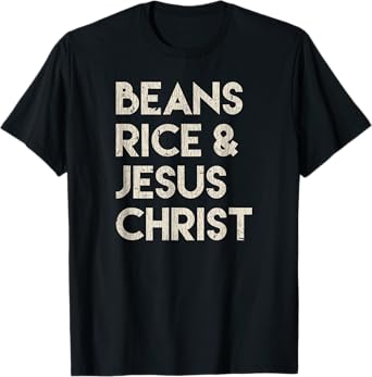 Vintage Retro Beans Rice & Jesus Christ T-Shirt