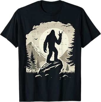 Sasquatch Rock Hand Moon Bigfoot Rocker Punk Men Boys Kids T-Shirt
