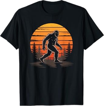 Retro Bigfoot Believer Silhouette Sasquatch Hide And Seek T-Shirt