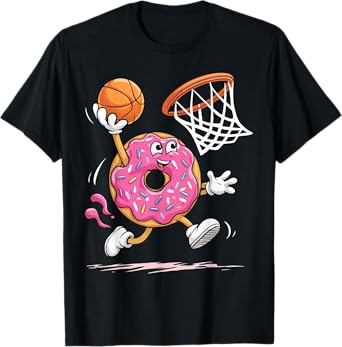 Funny Donut Dunking Basketball Food Champ Sports Lover T-Shirt