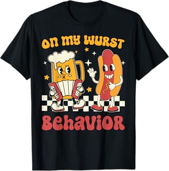 Oktoberfest On My Wurst Behavior Funny Sausage Beer German T-Shirt