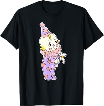 Urban Empyre Kewpie Baby Clown Sad Circus Clown Flower Tattoo Flash T-Shirt, Small, Black