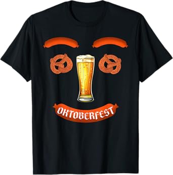 Beer Pretzel Wurst Sausage Smile Funny Oktoberfest Wurst T-Shirt