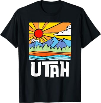 Utah Artistic Nature & Mountains Vintage Graphic T-Shirt