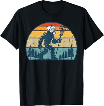 Bigfoot Lacrosse Player Retro Sasquatch Lax Men Boys Kids T-Shirt