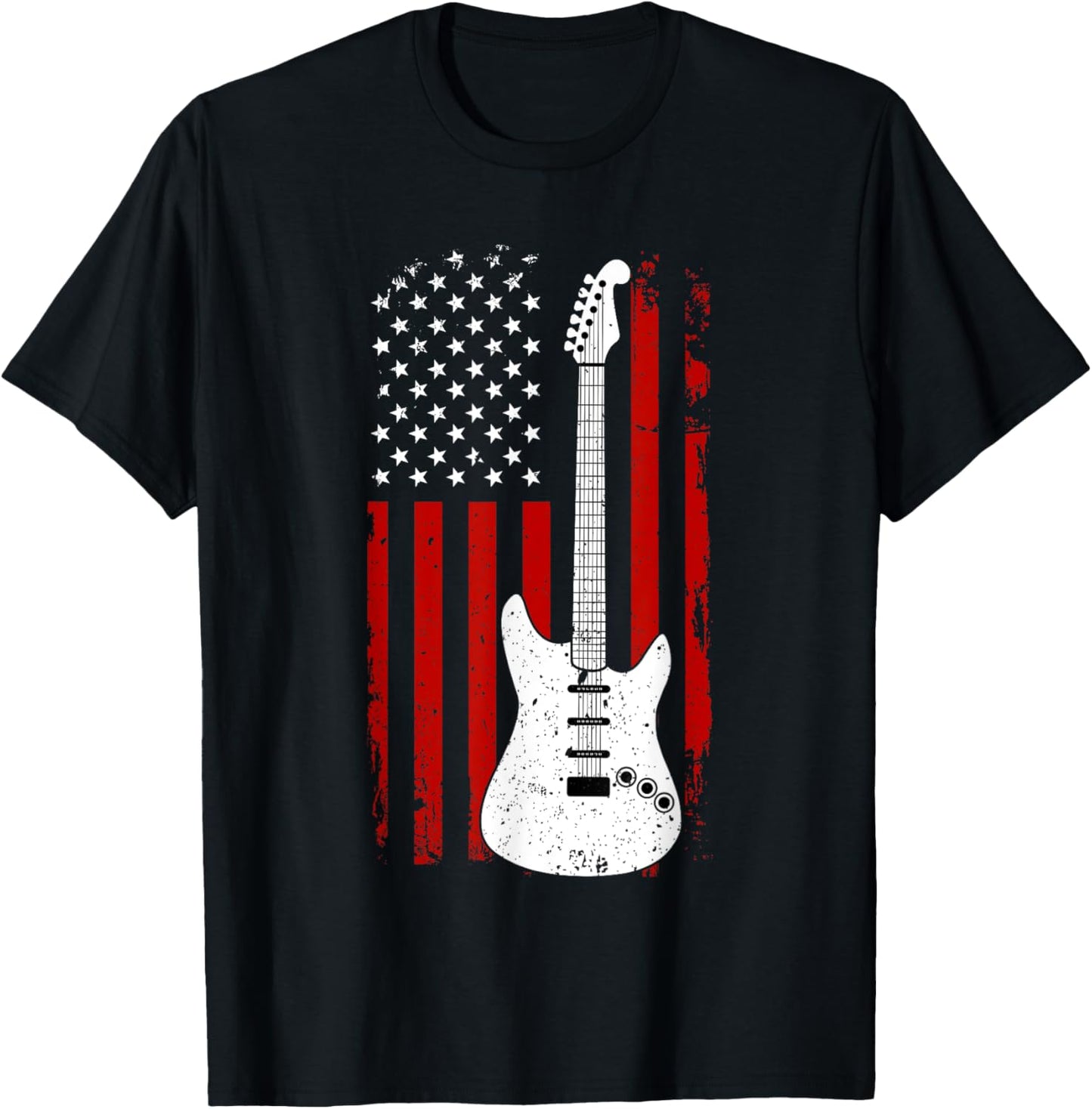 Guitar American US Flag Music Player Electric Guitarist Gift T-Shirt