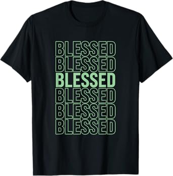 Green BLESSED Pale Light Green Color Graphic T-Shirt
