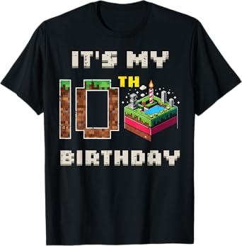 My 10th Birthday Pixel Game 10 Cake Gamer Boys Kid Youth T-Shirt