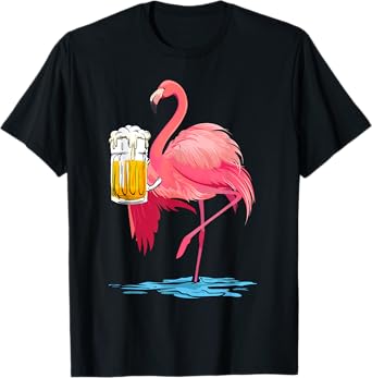 Flamingo Drinking Beer Cute Flamingo T Shirt Apparel T-Shirt