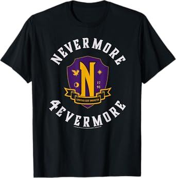 Wednesday Season 2 Nevermore 4 Evermore School Emblem T-Shirt