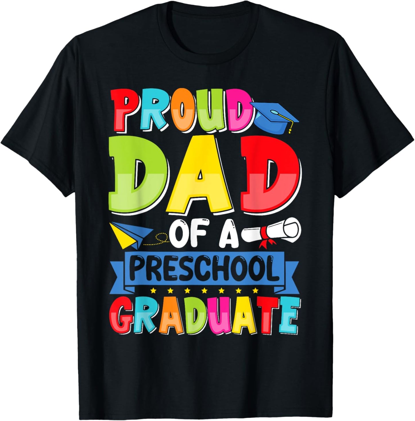 Retro Proud Dad Of A Preschool Graduate Pre-K Graduation T-Shirt