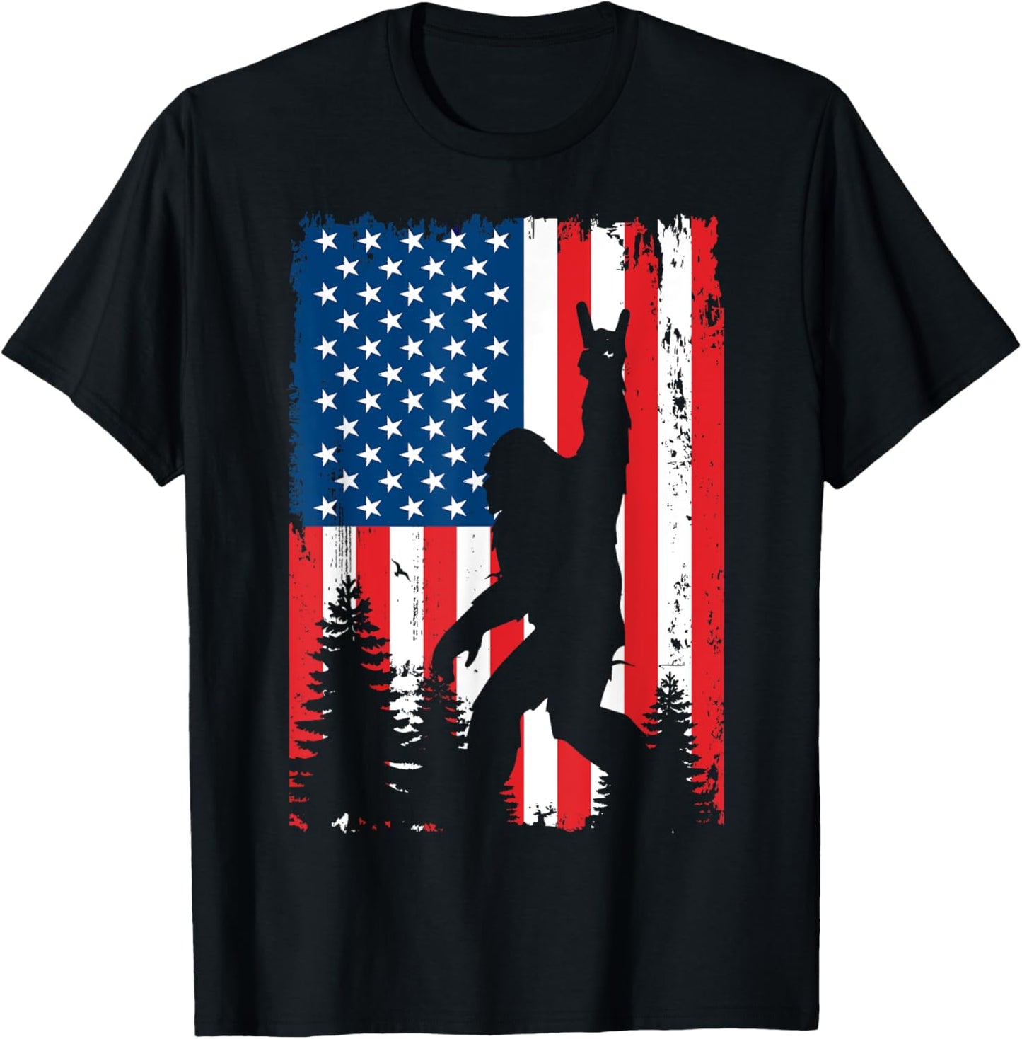 Bigfoot 4th of July Vintage American USA Flag Sasquatch T-Shirt