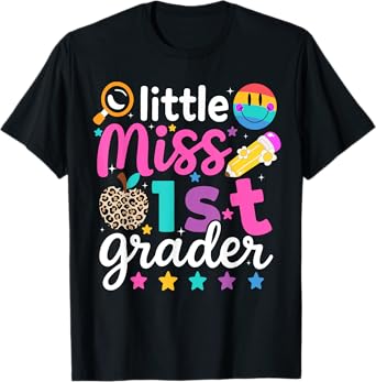 Little Miss 1st Grade First Day of First Grade Cute Girls T-Shirt