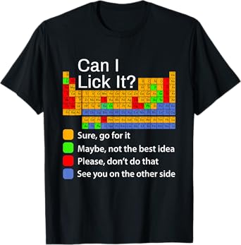 Can I Lick It Periodic Table Funny Chemistry Gifts Teachers T-Shirt