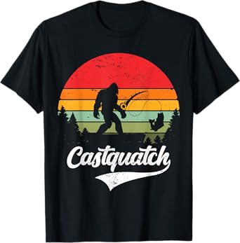 Castquatch Funny Bass Fisherman Fishing meme T-Shirt