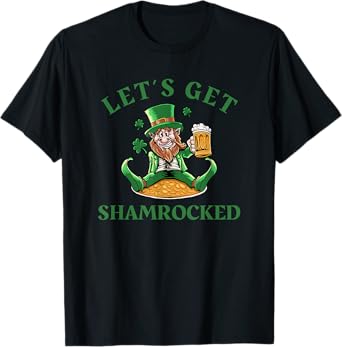 St. Patrick's Day Green Leprechaun Drinking Beer T-Shirt