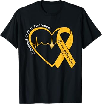 Childhood Cancer Awareness Gold Heart Ribbon Men Women Kids T-Shirt