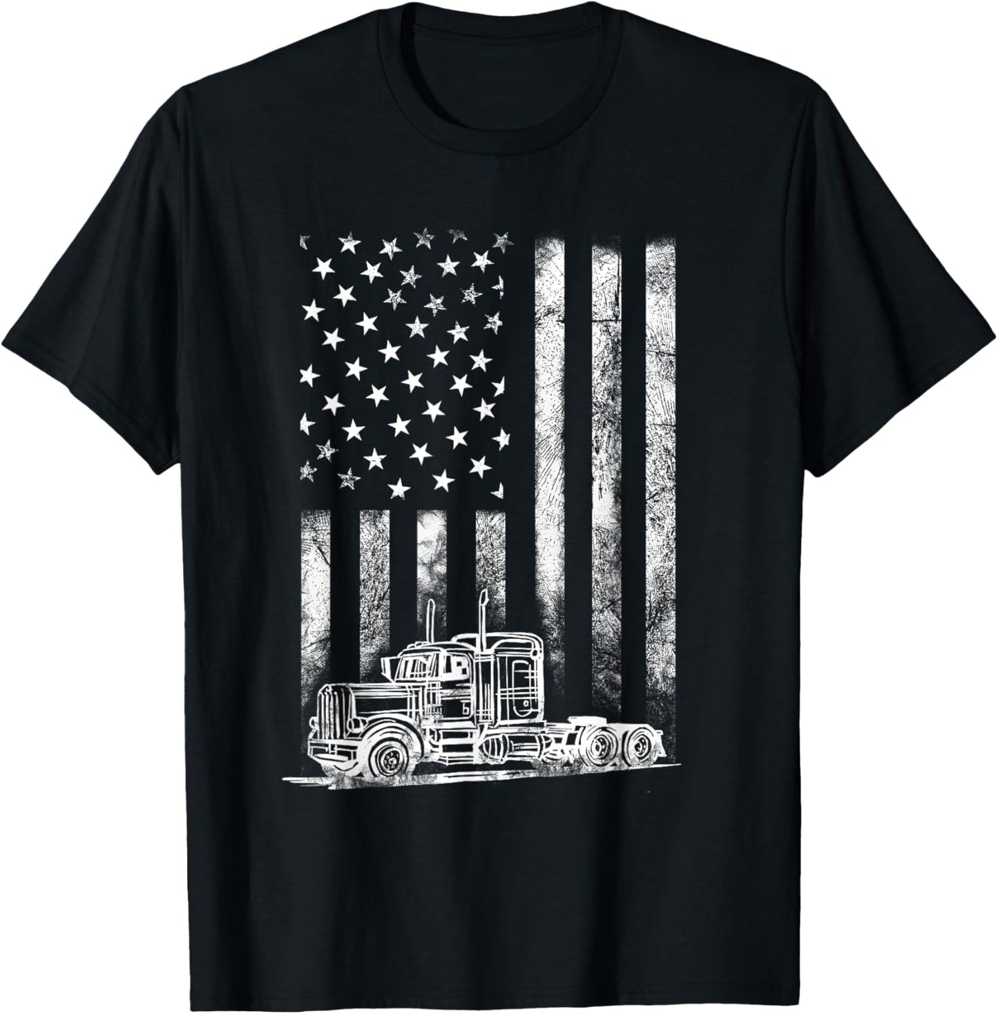 Truck Driver American Flag Trucker Vintage Men Women Gift T-Shirt