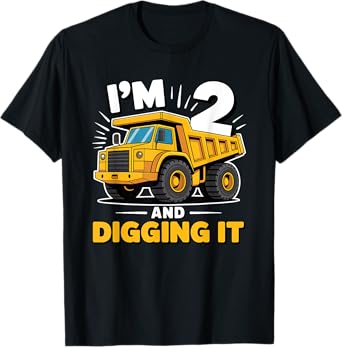 Funny Two 2yr 2th Birthday Construction Boy 2 Years Old T-Shirt