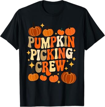Groovy Pumpkin Picking Crew Matching Family Tee Autumn T-Shirt