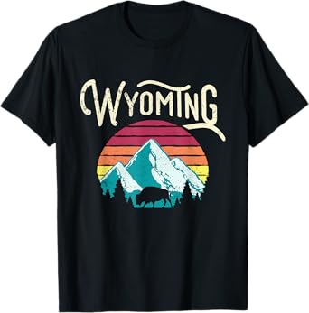 Retro Wyoming, WY Mountains State Wildlife T-Shirt T-Shirt